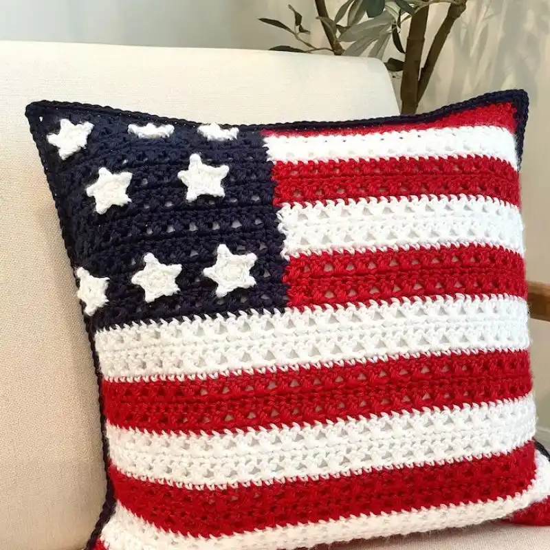 Crochet Pattern For Patriotic Star Pillow