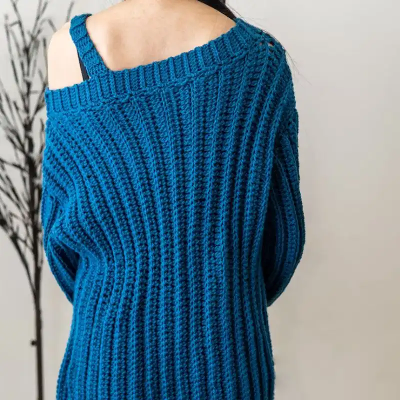 Crochet Single Sleeve Sweater Dress
