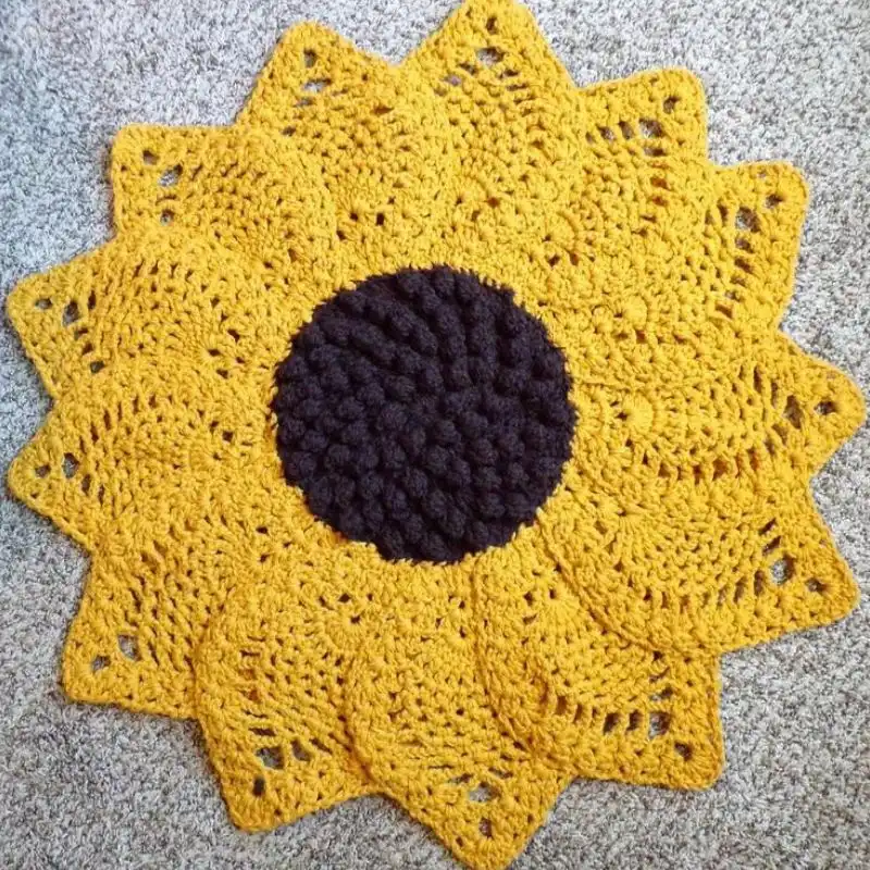 Crochet Sunflower Rug (Pattern)