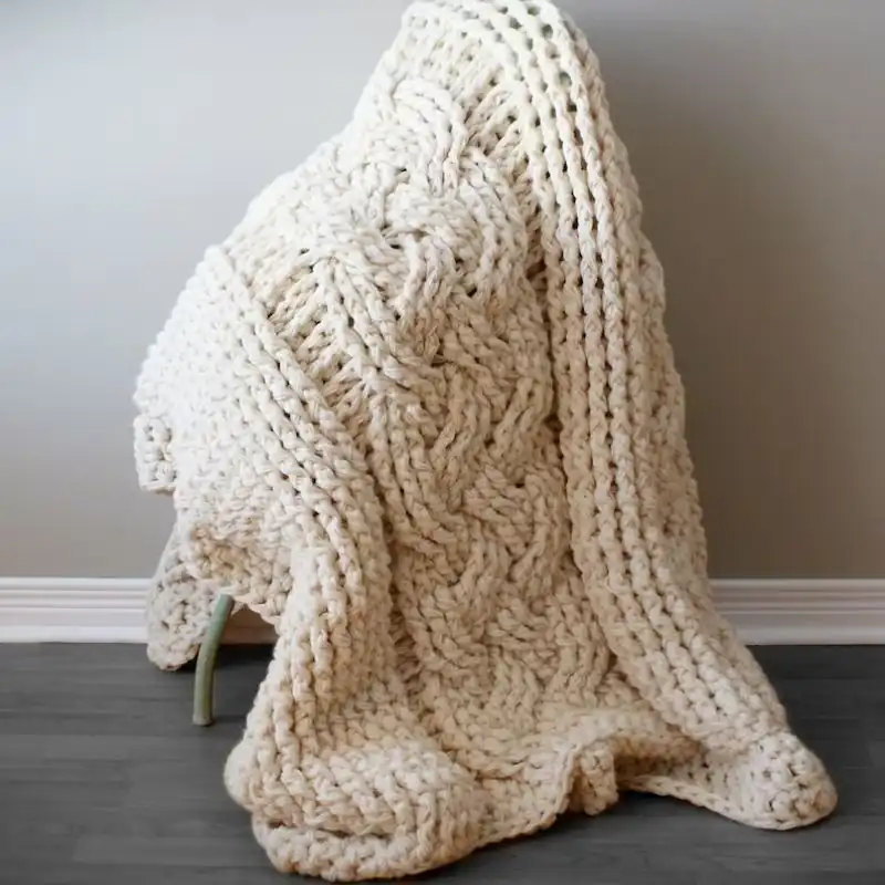 DIY Double Cable Crochet Throw Blanket