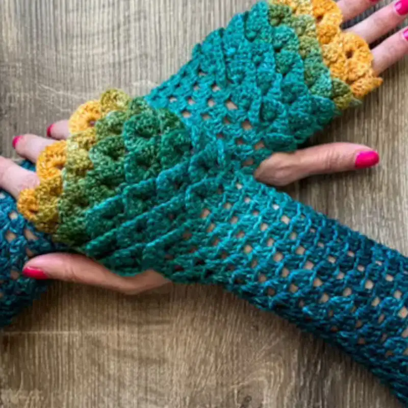 Dragon Tears Fingerless Gloves Crochet Pattern