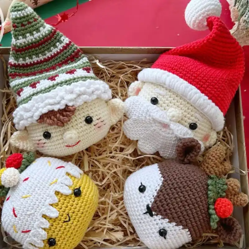 Elf, Santa, Reindeer, And Cupcake Crochet Pattern