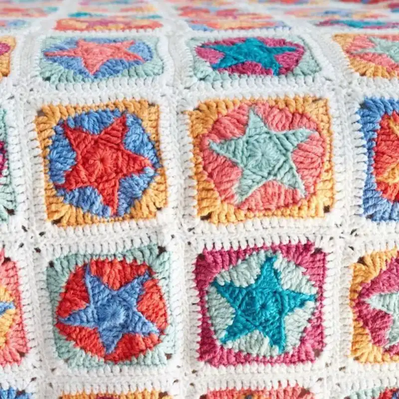 Granny Square Star Crochet Blanket Pattern