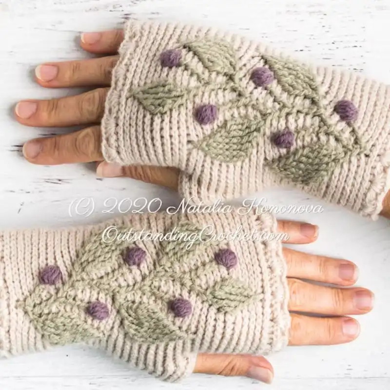 Long Wrist Warmers With Vines Crochet Pattern