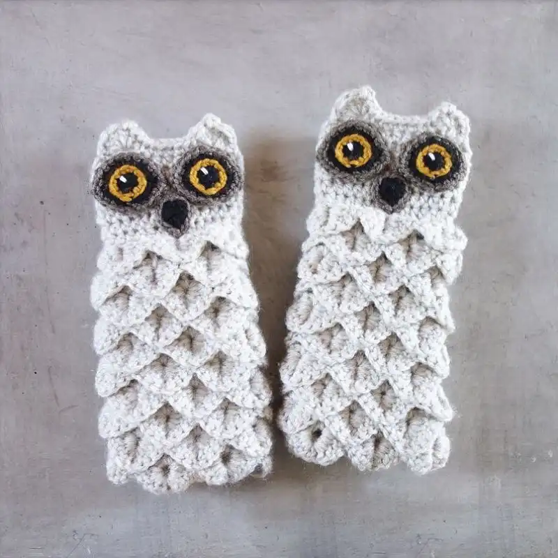 Owl Crochet Mittens Pattern
