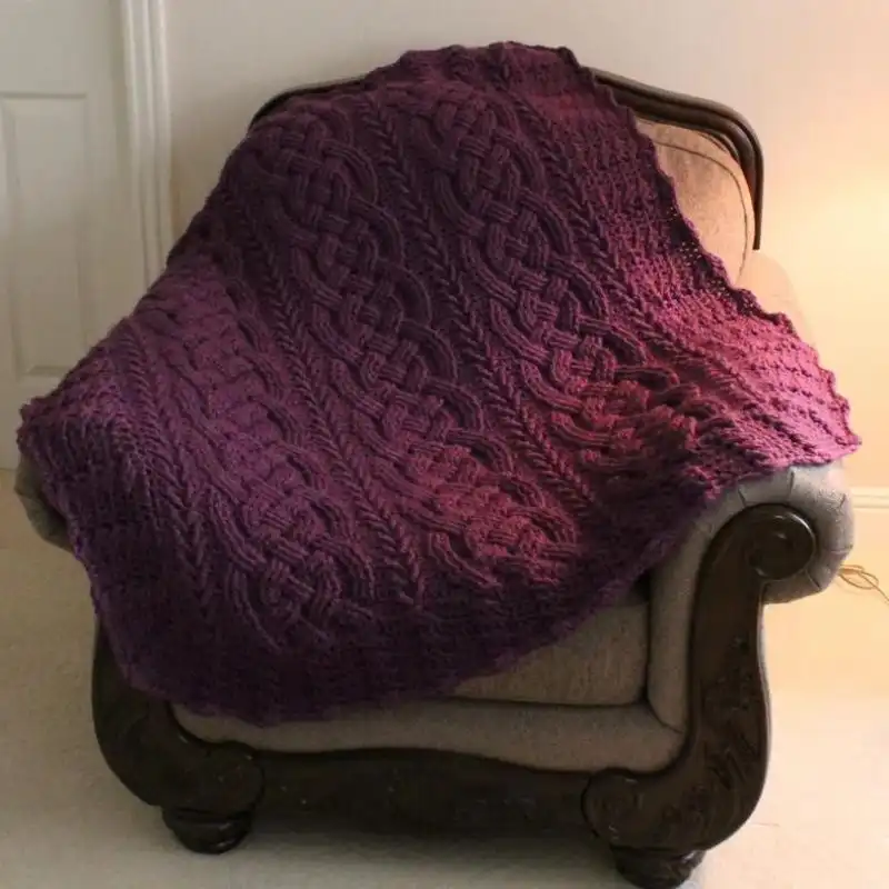 Petite Sirah Cable Throw Blanket