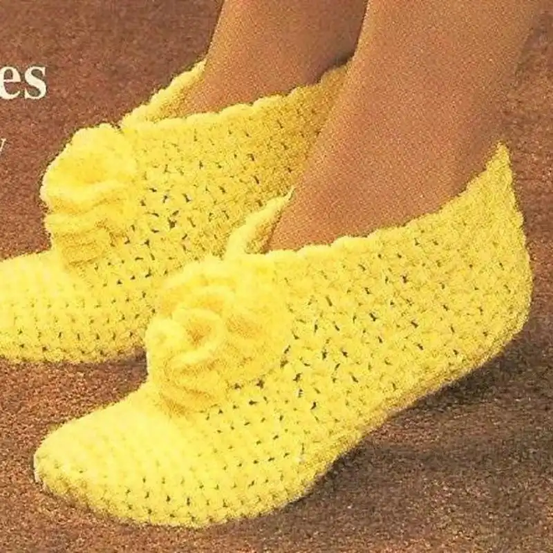 Slippers Booties w/Flower Motif