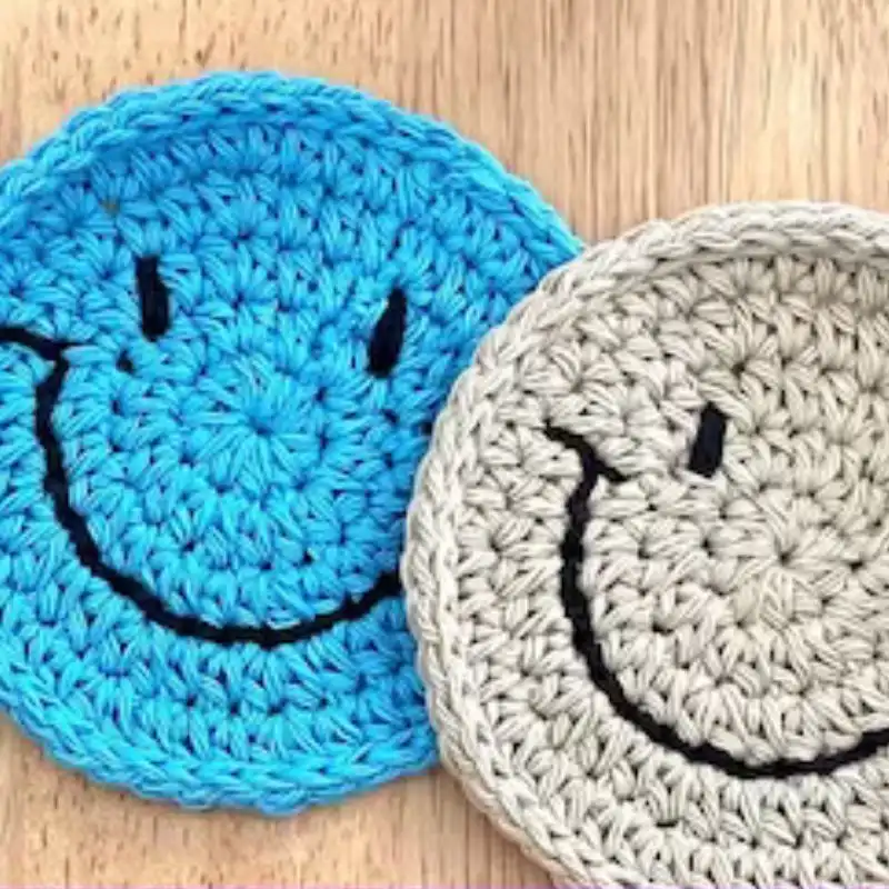 Smiley Face Crochet Coaster Pattern
