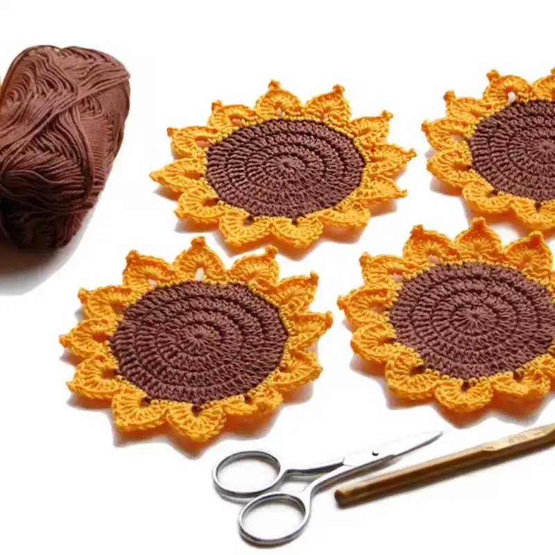Sunflower Coasters Crochet Pattern