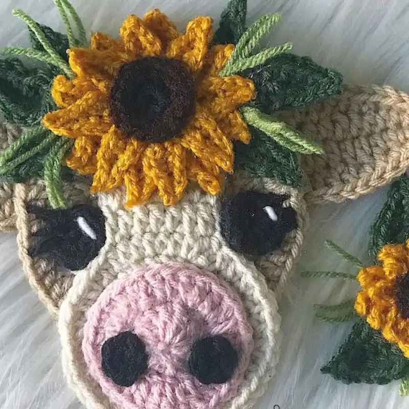 Boho Cow Applique Crochet Pattern
