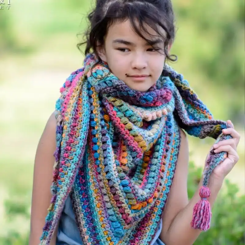Boho Triangle Crochet Shawl