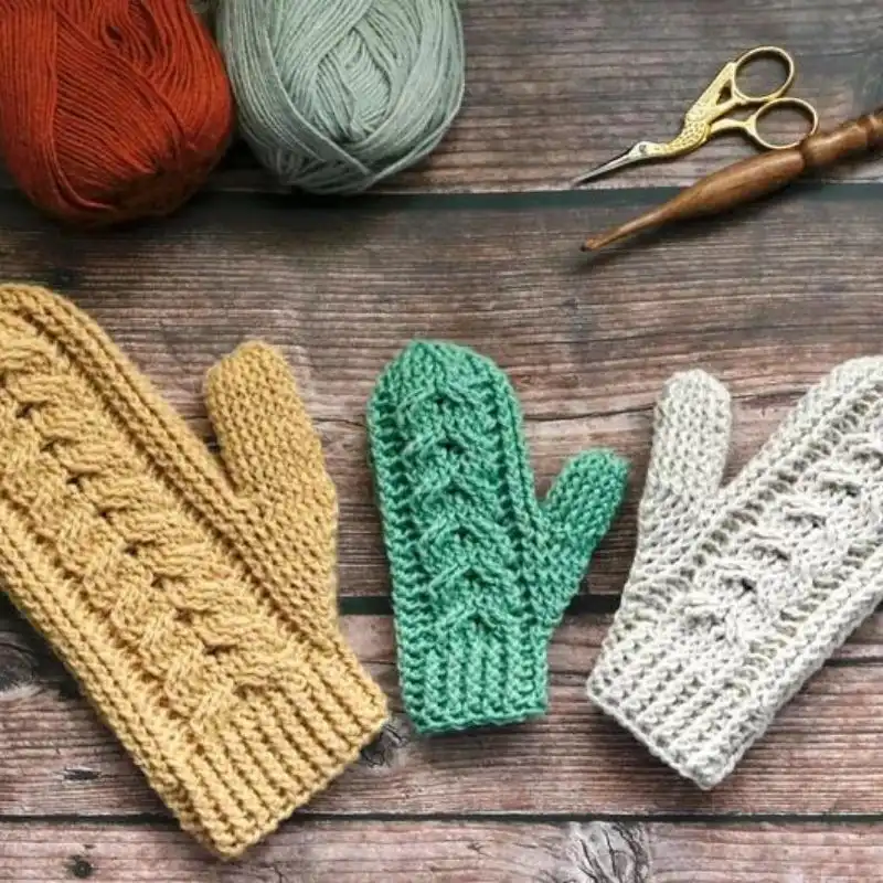 Celtic Cable Mittens Crochet Pattern
