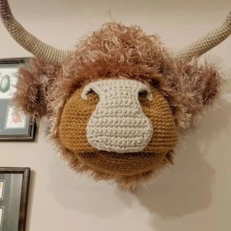 Crochet Highland Cow Trophy Head