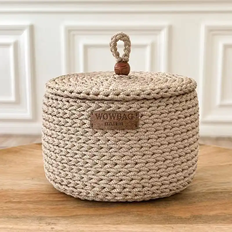Crochet Rope Basket With Lid