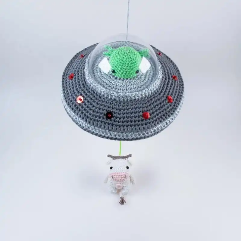 Flying Saucer With Cow Crochet Pattern