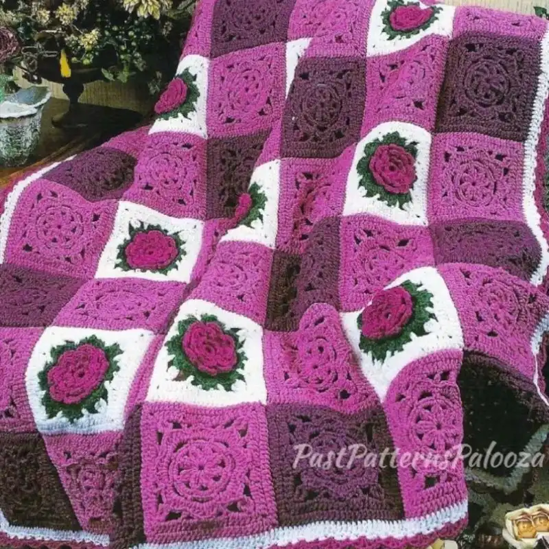 Gingham And Roses Vintage Granny Squares