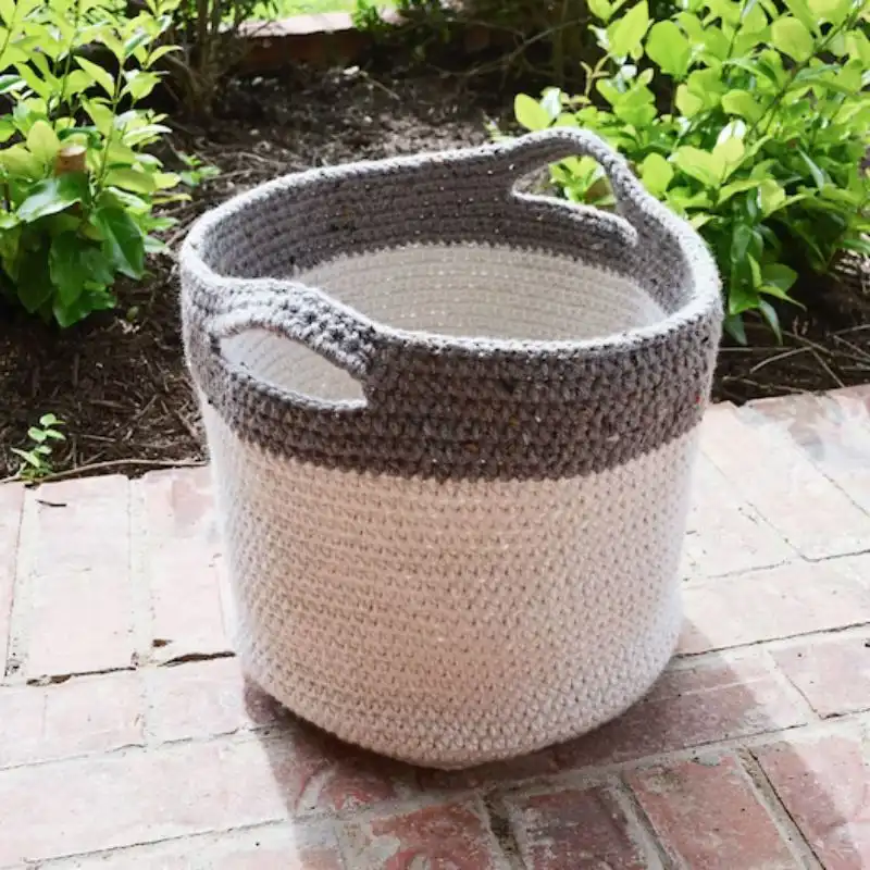 Large Crochet Woven Basket With Handles