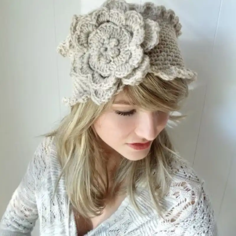 Large Victorian Rose Headband Crochet Pattern