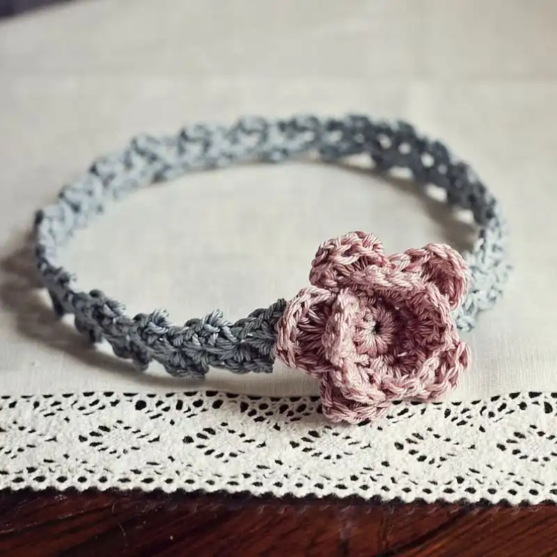 Old Rose Headband Crochet Pattern