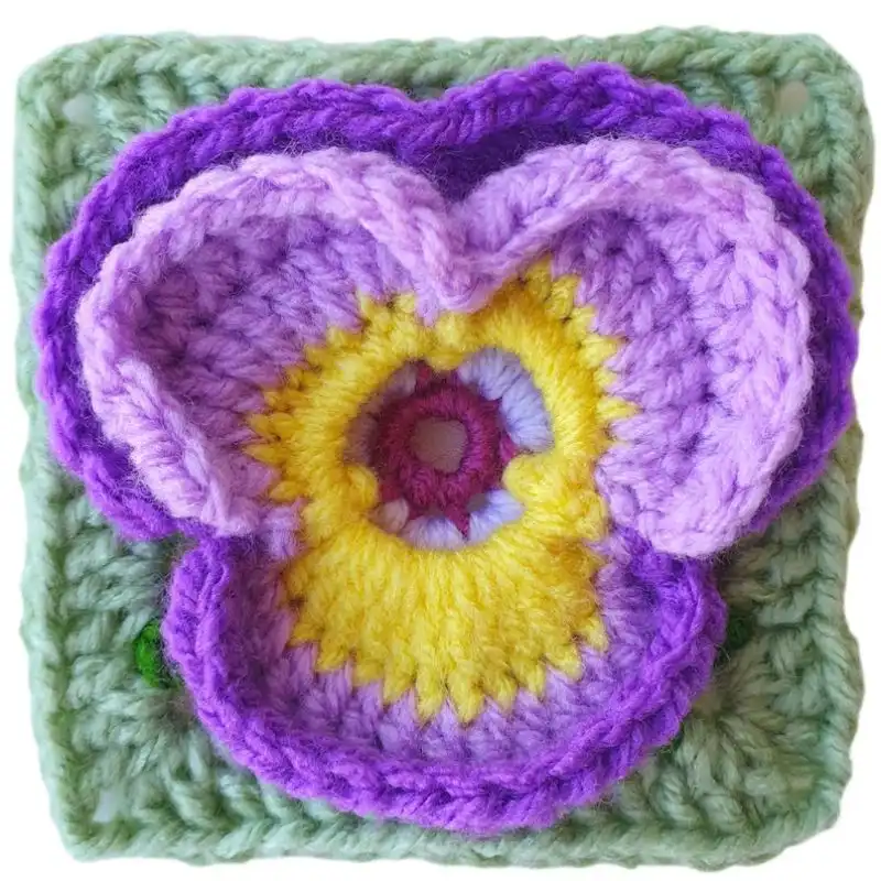 Pansy Flower Granny Square