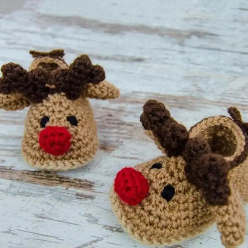 Reindeer Baby Booties Crochet Pattern