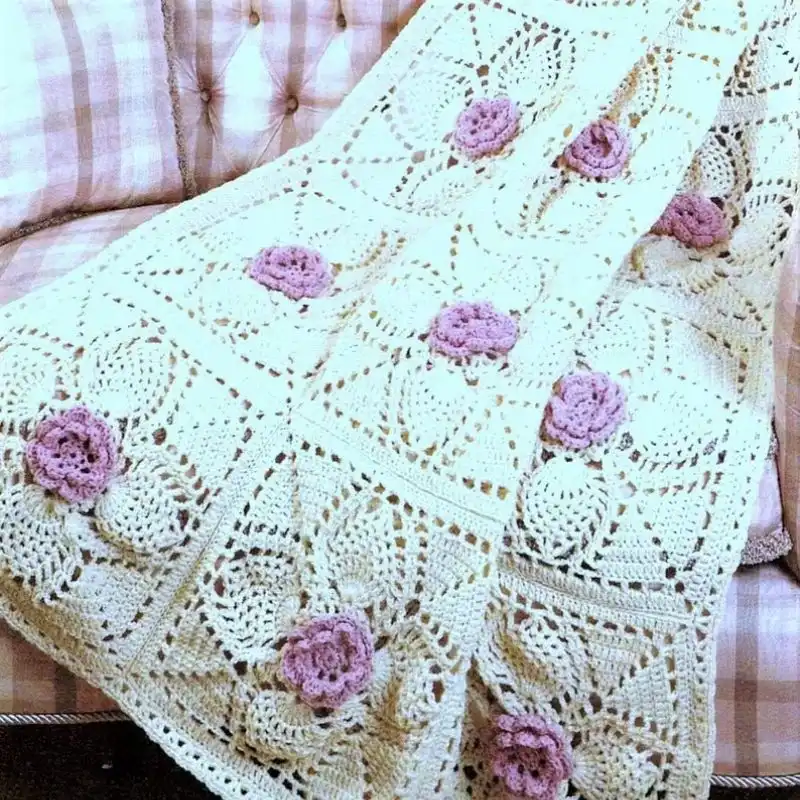 Rose And Pineapple Vintage Afghan Crochet Pattern