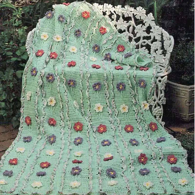 Rose Flower Trellis Afghan Crochet Pattern
