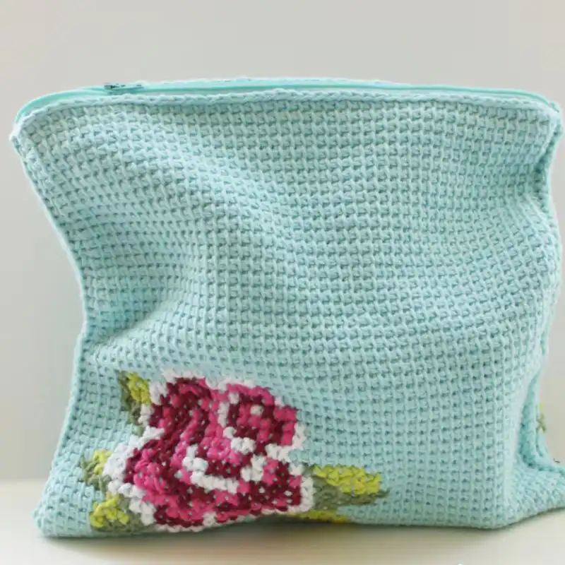 Rose Tunisian Crochet Clutch Bag Pattern
