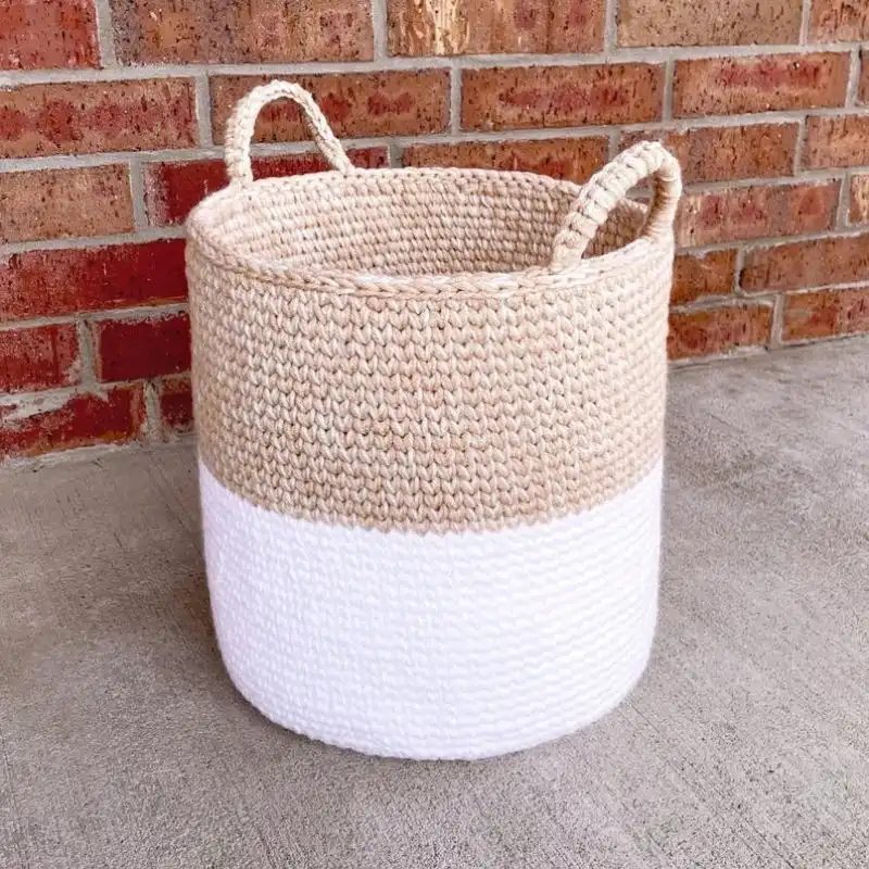 Two Tone Basket With Handles