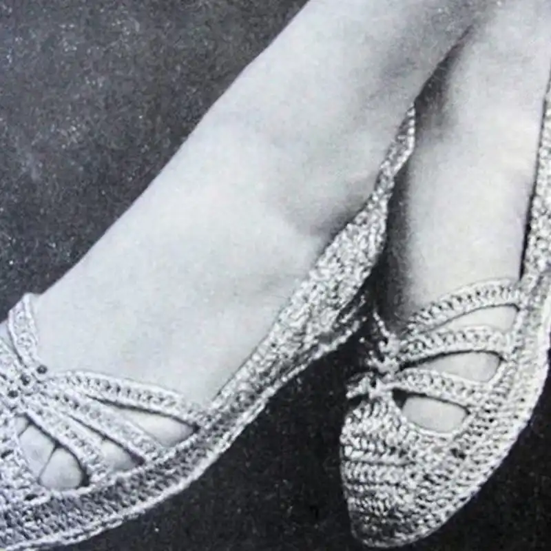 1940s Flats Crocheted Sandals