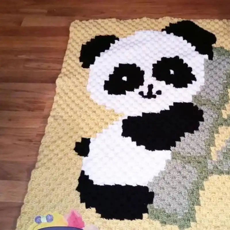 Baby Panda Afghan Blanket Crochet Pattern