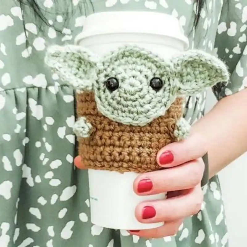 Baby Yoda Coffee Sleeve Crochet Pattern