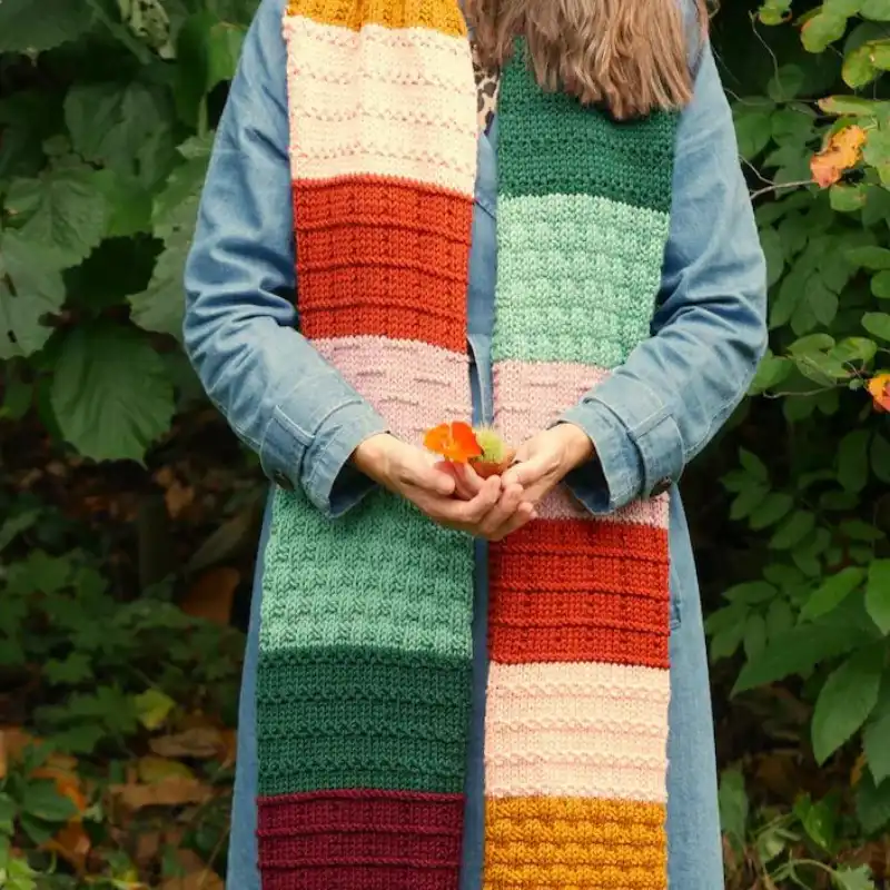 Colorful Knit & Purl scarf (With Blanket)