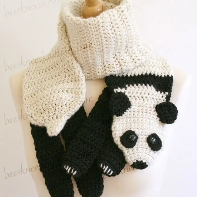 Crochet Pattern For Panda Bear Scarf 