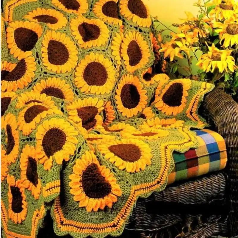Field Of Sunflowers Afghan