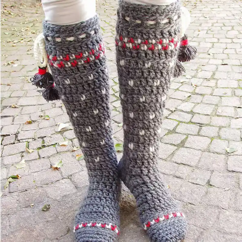 Lillehammer Knee-High Socks Crochet Pattern