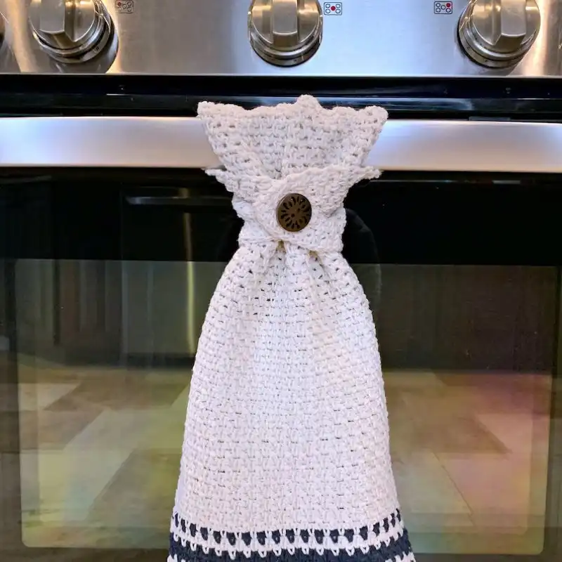 Striped Farmhouse Kitchen Towel Crochet Pattern