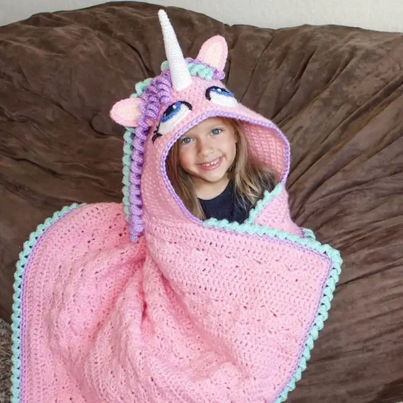 Unicorn Hooded Blanket Crochet Pattern For Beginner